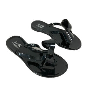 Kali Sandals Girls Sz 12 Black Jelly Bow Flip Flop Thong  NEW‎